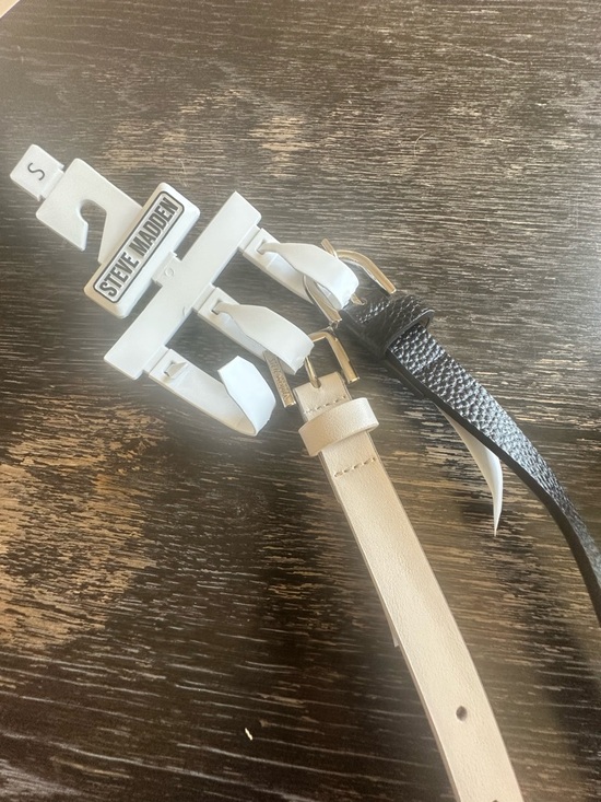 Steve Madden Accessories - Steve Madden Skinny Belt Duo — Black & Cream